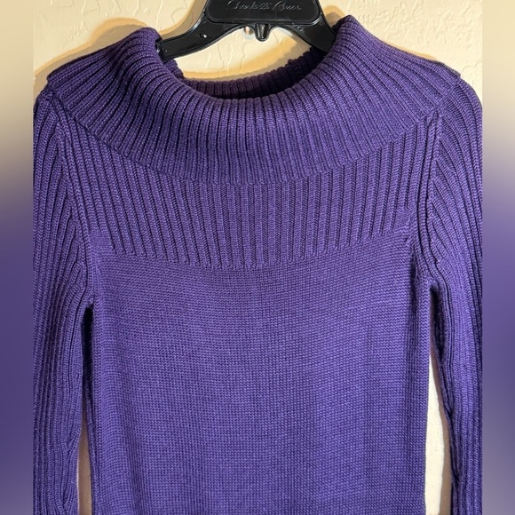 Tahari Arthur S. Levine Purple Ribbed Wool Blend Sweater Size Small - Picture 3 of 11
